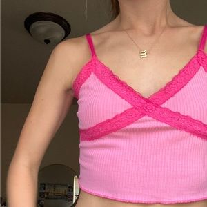 pink lace tank